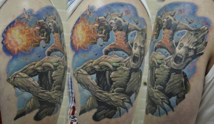 Татуировки Стражи галактики/Guardians of the galaxy в стиле Реализм, Цветная Плечо / Каталог тату-салонов и мастеров